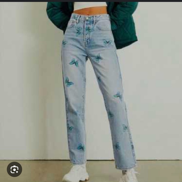 PacSun Light Blue Butterfly Straight Leg Pants - Picture 1 of 9